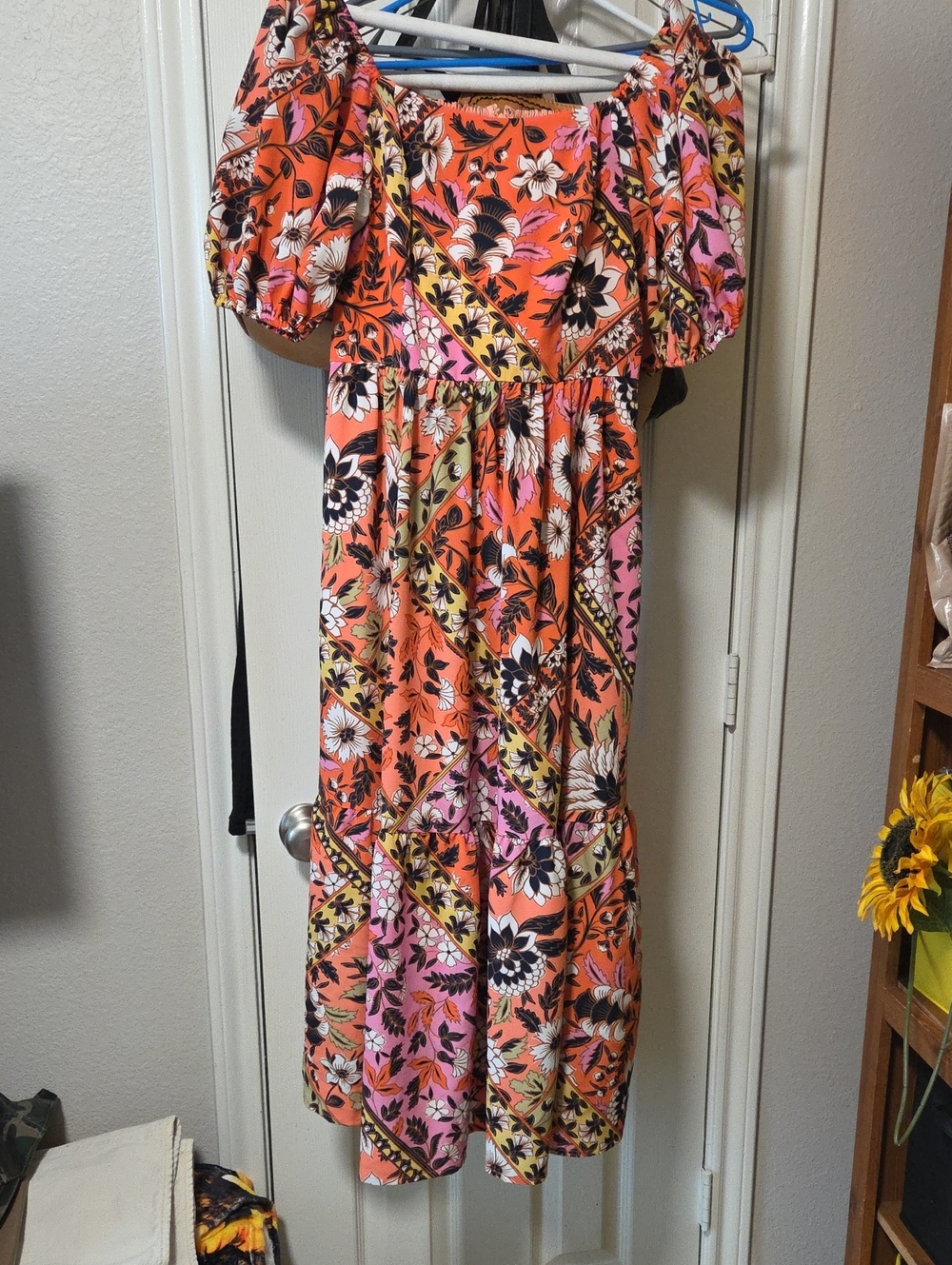 Vince Camuto Print Square Neck Puff Sleeve Maxi Dress- Size 6